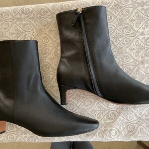 J Jill Leather kitten heel bootie with rounded toe